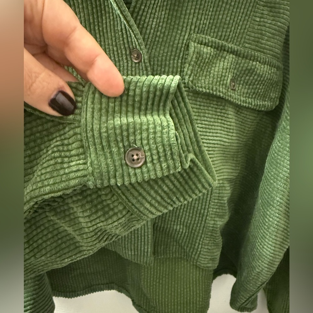 Urban Outfitters BDG Olive Green Oversized Ribbed Corduroy Cropped Jacket Sz XS - Picture 5 of 7